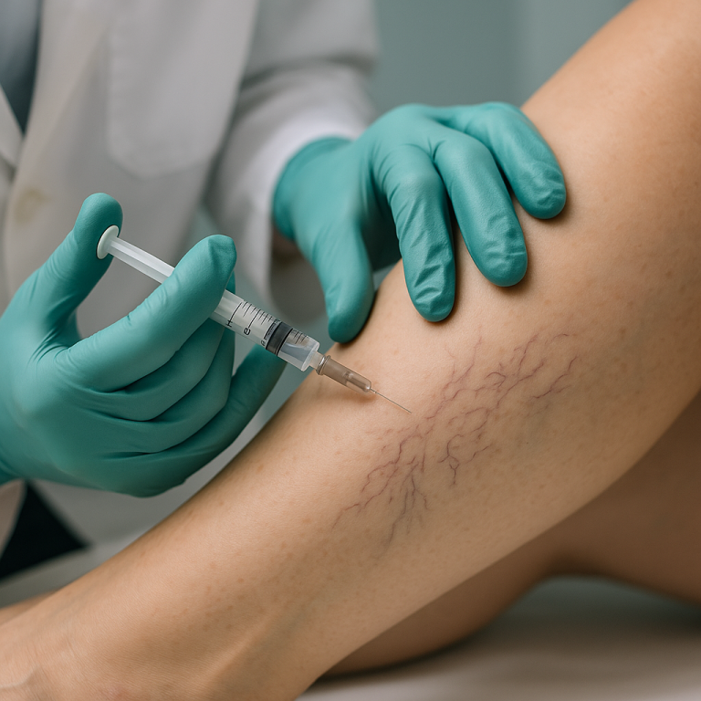 Escleroterapia — injeção de esclerosante em vasinhos nas pernas